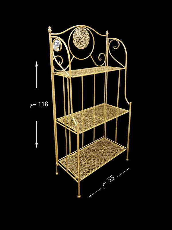 وحدة رفوف ستيل ذهبي ، مستطيلة الشكل ، 3 دور / ارتفاع 118 سم _ 55 سم