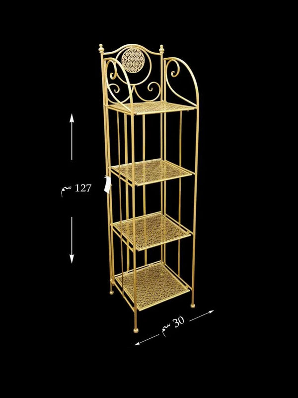 وحدة رفوف ستيل ذهبي ، مربعة الشكل 4 دور / ارتفاع 127 سم _ عرض 30 سم