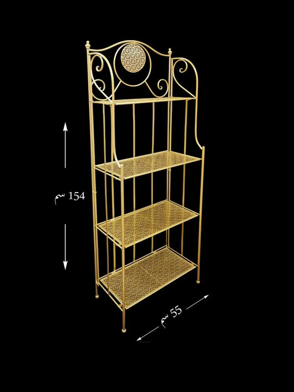 وحدة رفوف ستيل ذهبي ، مستطيل الشكل 4 دور / ارتفاع 154سم _ عرض 55 سم