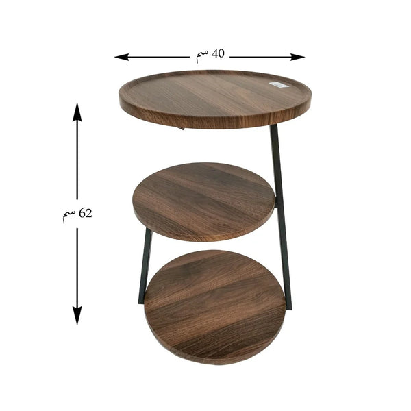 طاولة خشبية  متعددة الاستخدامات  بشكل مميز  من 3 طوابق مقاس 40 * 62 سم